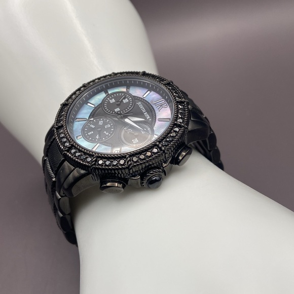 Judith Ripka Stainless Steel Chronograph Textured Watch Black Average - Picture 3 of 11